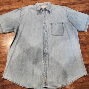 Men's Light Blue Denim Casual Button Down Shirt